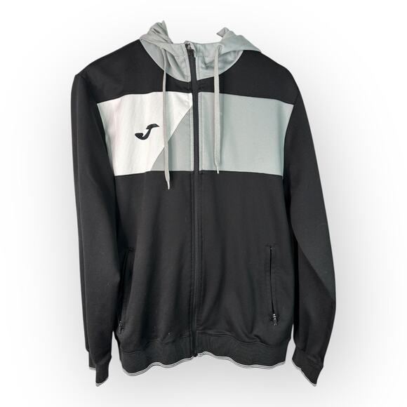 Joma Mens size Medium Crew II Zip Up Hoodie Black Gray White Soccer - Picture 1 of 8